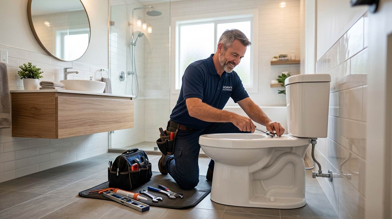Couple in front of an air conditioner